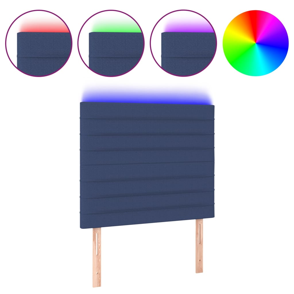 Vidaxl cabeceira cama c/ led tecido 100x5x118/128 cm azul