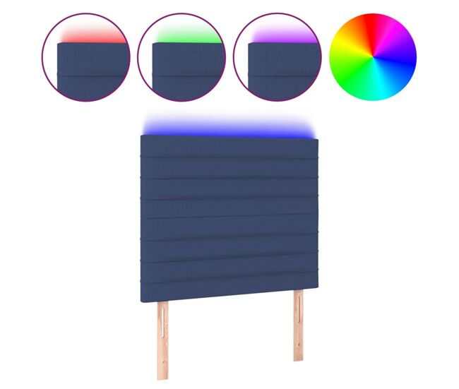 Vidaxl cabeceira cama c/ led tecido 100x5x118/128 cm azul