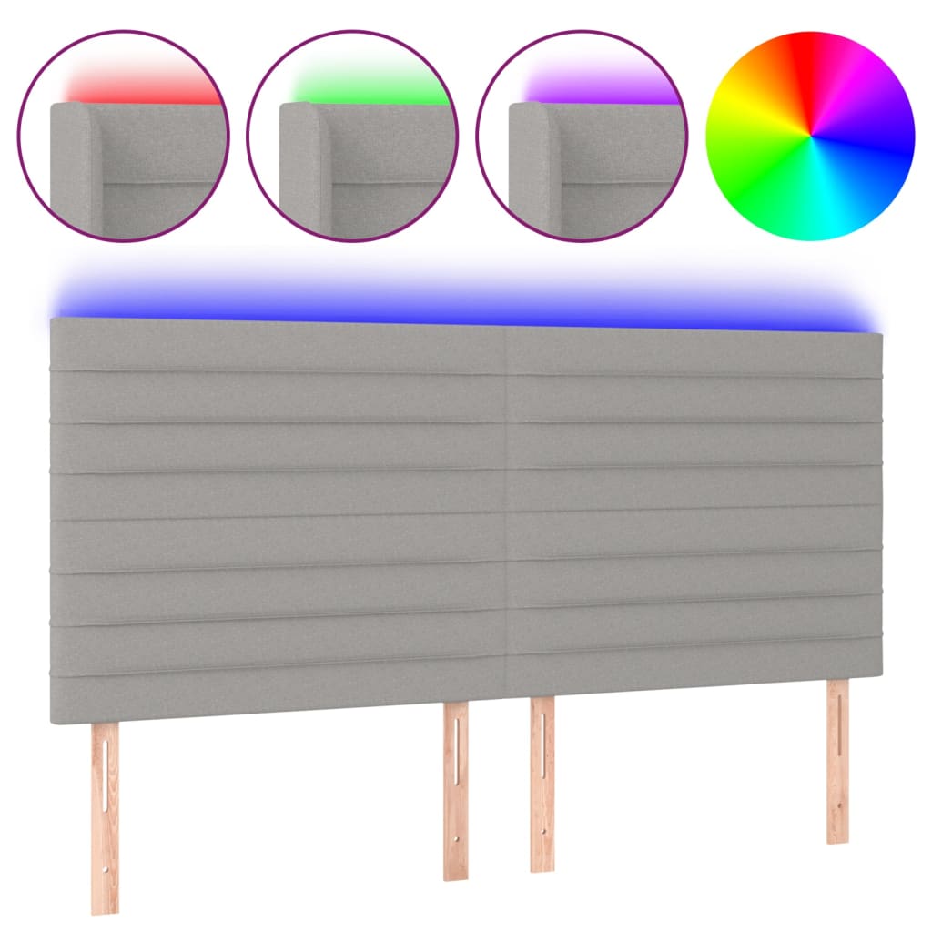 Vidaxl cabeceira de cama c/ led tecido 160x5x118/128 cm cinza-claro