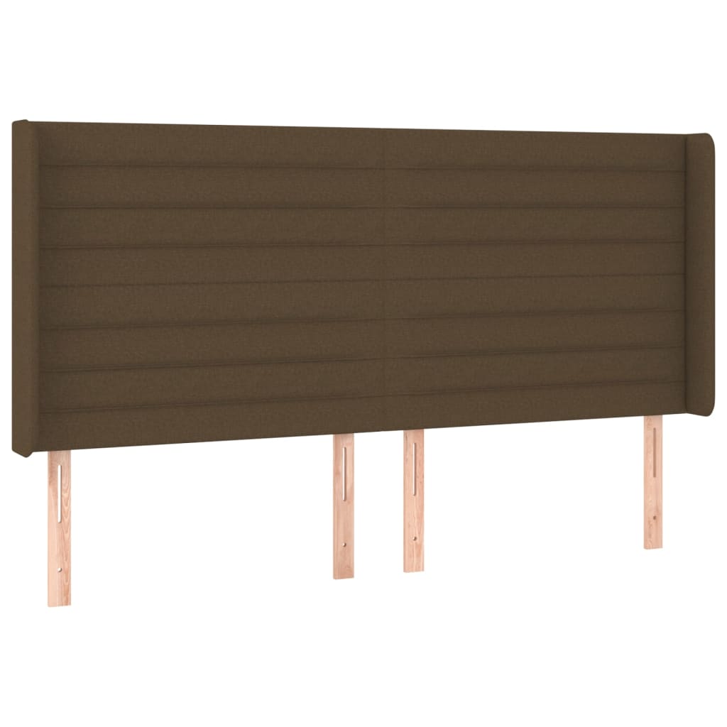 Vidaxl cabeceira cama c/ abas tecido 163x16x118/128 cm castanho-escuro
