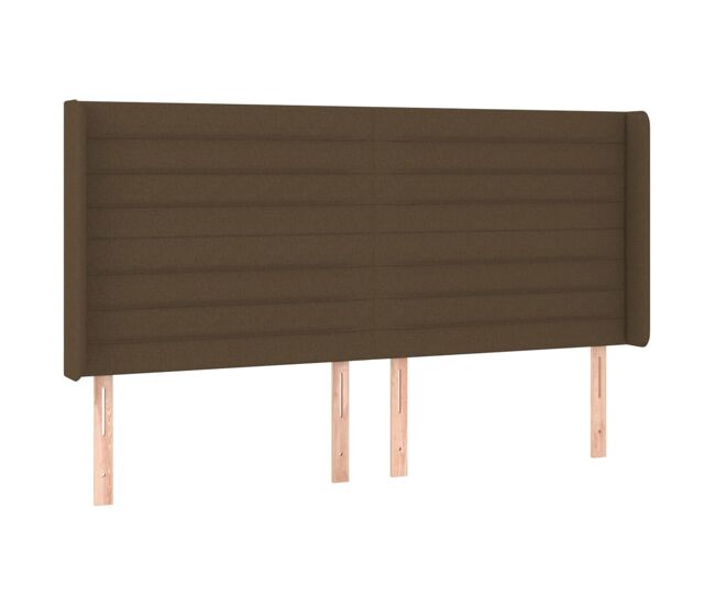 Vidaxl cabeceira cama c/ abas tecido 163x16x118/128 cm castanho-escuro