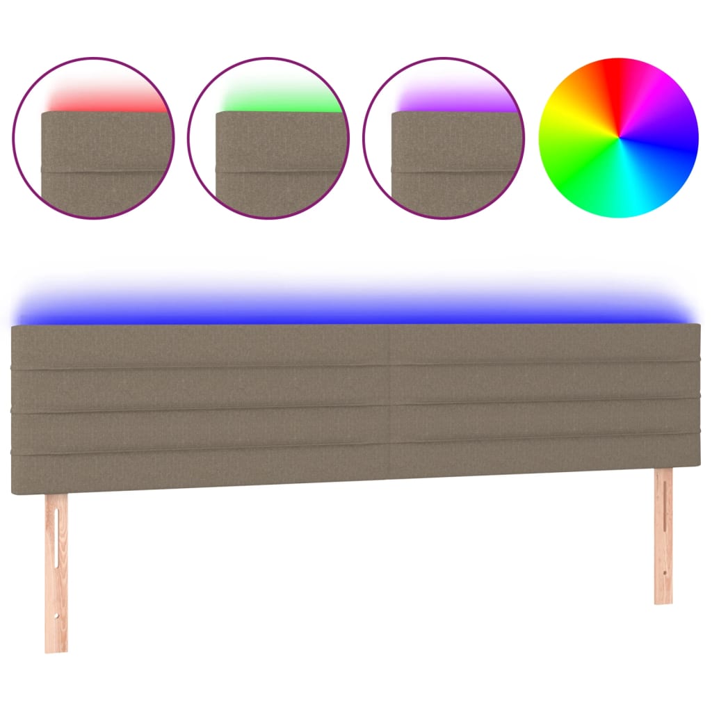 Vidaxl cabeceira cama luzes led tecido 200x5x78/88cm cinza-acastanhado