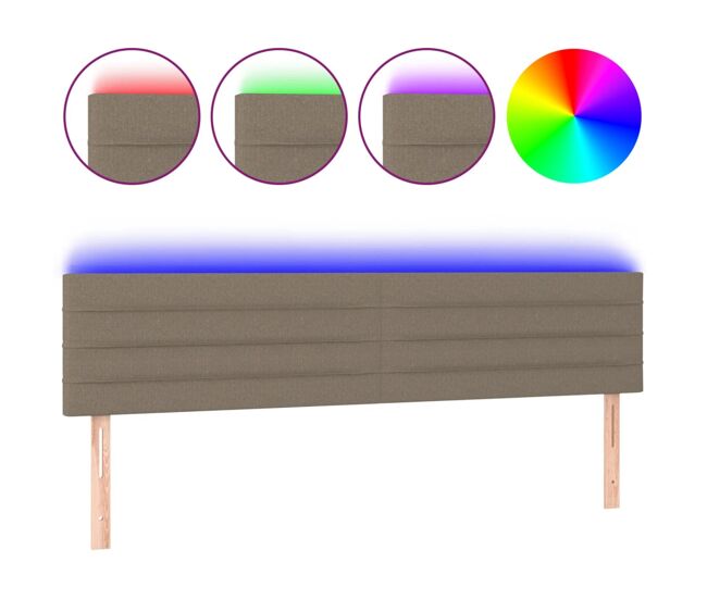 Vidaxl cabeceira cama luzes led tecido 200x5x78/88cm cinza-acastanhado