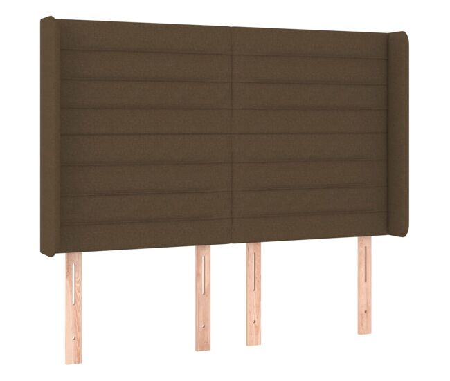 Vidaxl cabeceira cama c/ abas tecido 147x16x118/128 cm castanho-escuro