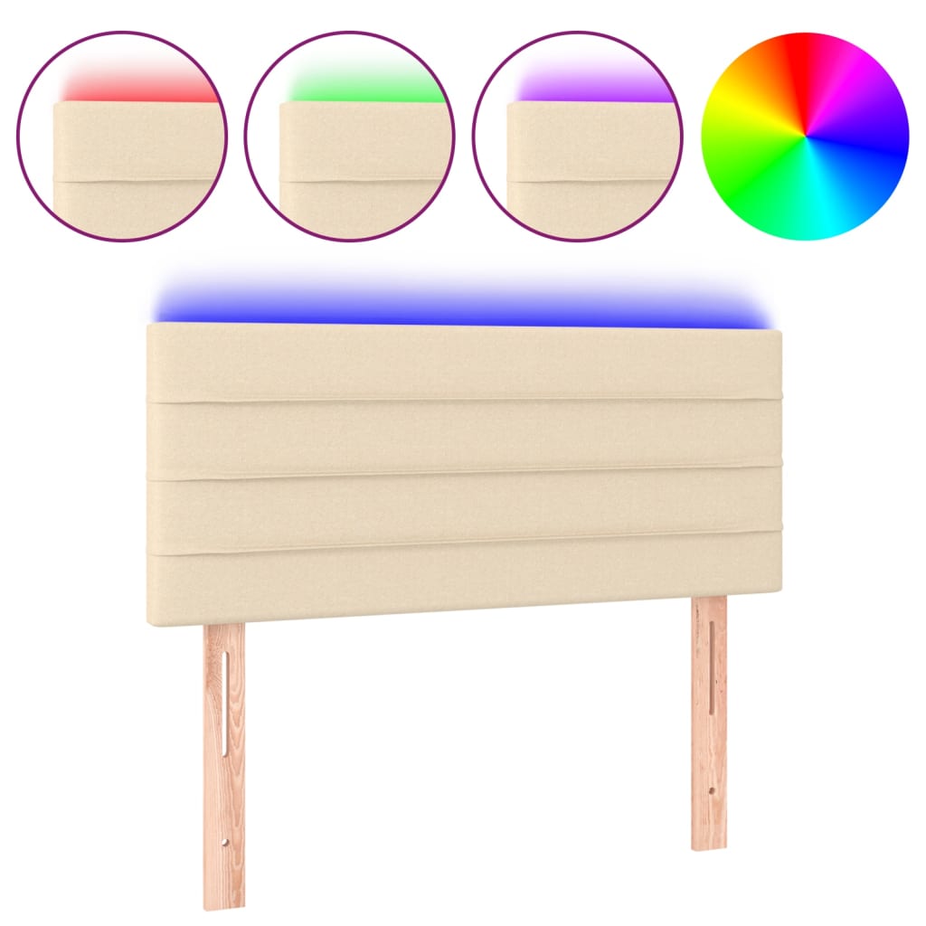 Vidaxl cabeceira de cama c/ luzes led tecido 80x5x78/88 cm cor creme