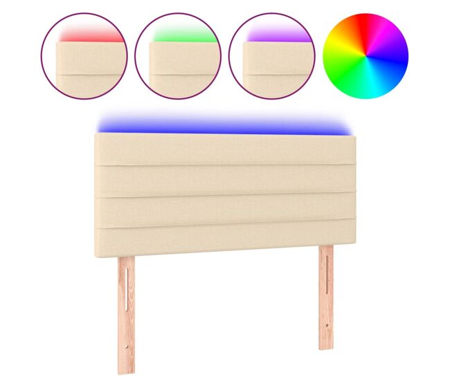 Vidaxl cabeceira de cama c/ luzes led tecido 80x5x78/88 cm cor creme