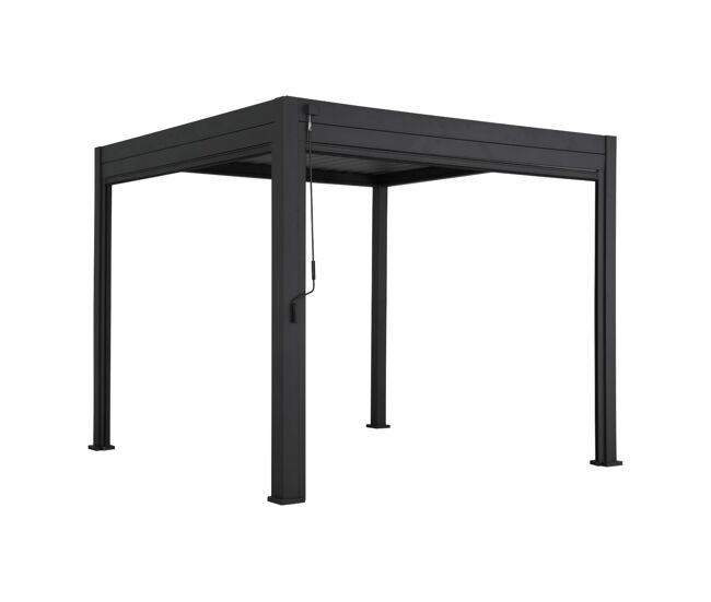 Pérgola bioclimática de alumínio triomphe 3x3m v2 + 2 toldos 3m, triomphe 3x3m + acessórios, antracite, 301x301x250 cm