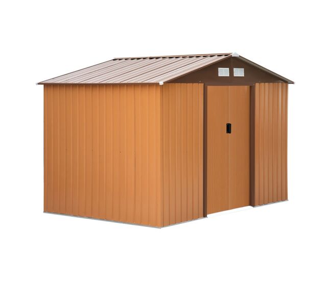 Outsunny abrigo de jardim exterior 4,83m² 277x195x192cm abrigo de jardim metálico para armazenamento de ferramentas com base de reforço incluída e 4