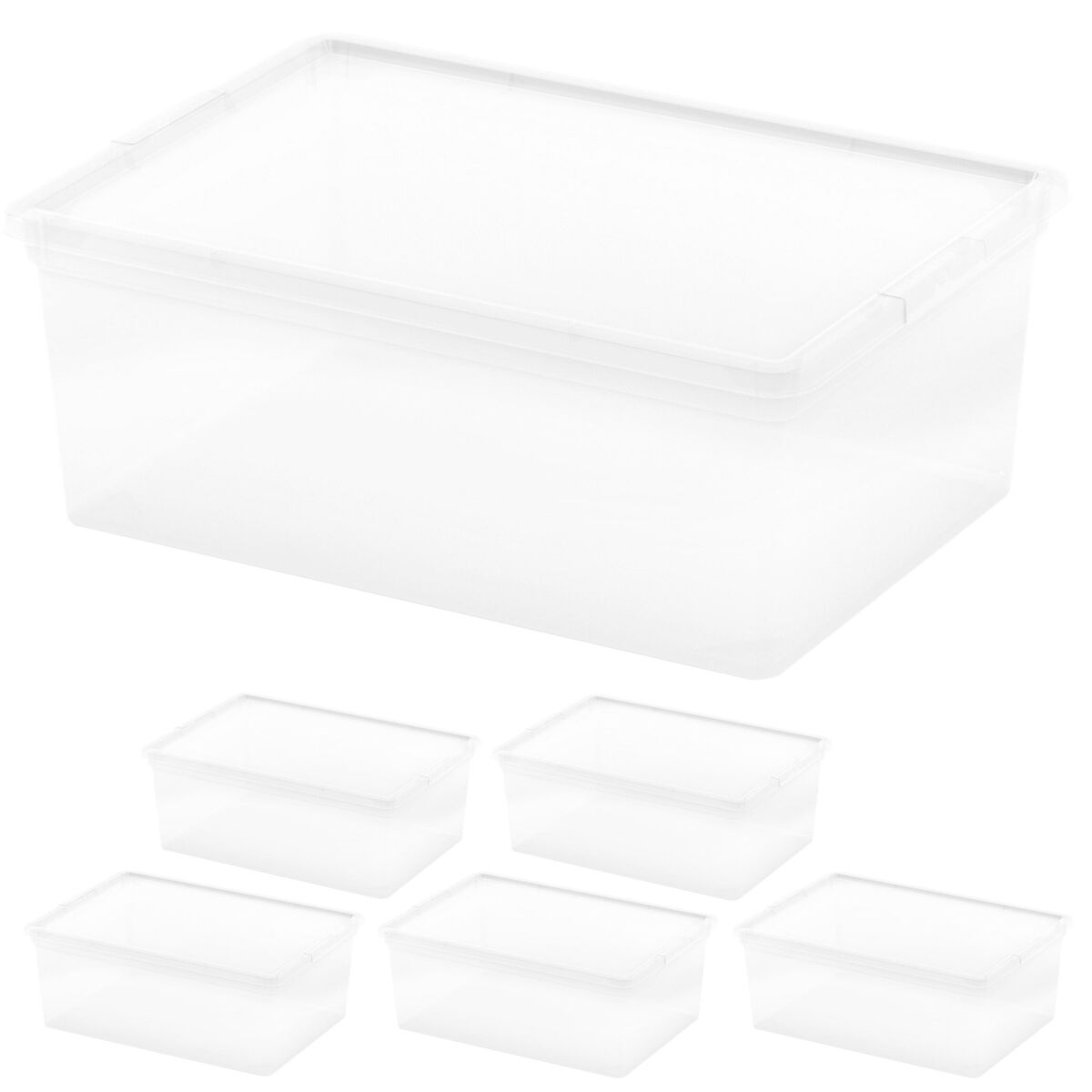 Curver Pack de 6 caixas de arrumação com tampa C-Box