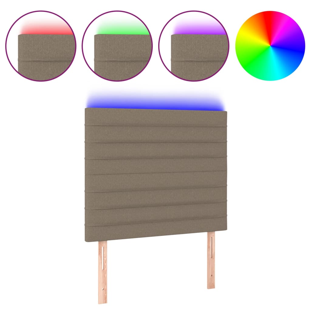 Vidaxl cabeceira cama c/ led tecido 100x5x118/128 cm cinza-acastanhado