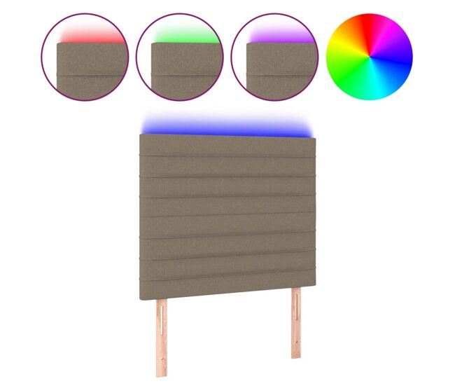 Vidaxl cabeceira cama c/ led tecido 100x5x118/128 cm cinza-acastanhado