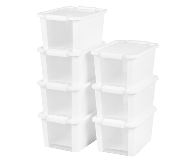 Curver pack 7 caixas de arrumação com tampa bi-box 11l branco