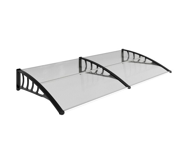 Outsunny marquise exterior para portas e janelas, 200x96 cm, cobertura de proteção contra sol e chuva, com placa de policarbonato, suportes de pp e