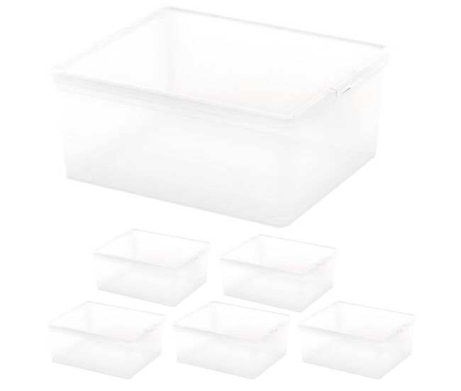 Curver pack de 6 caixas de arrumação com tampa c-box 18l transparente
