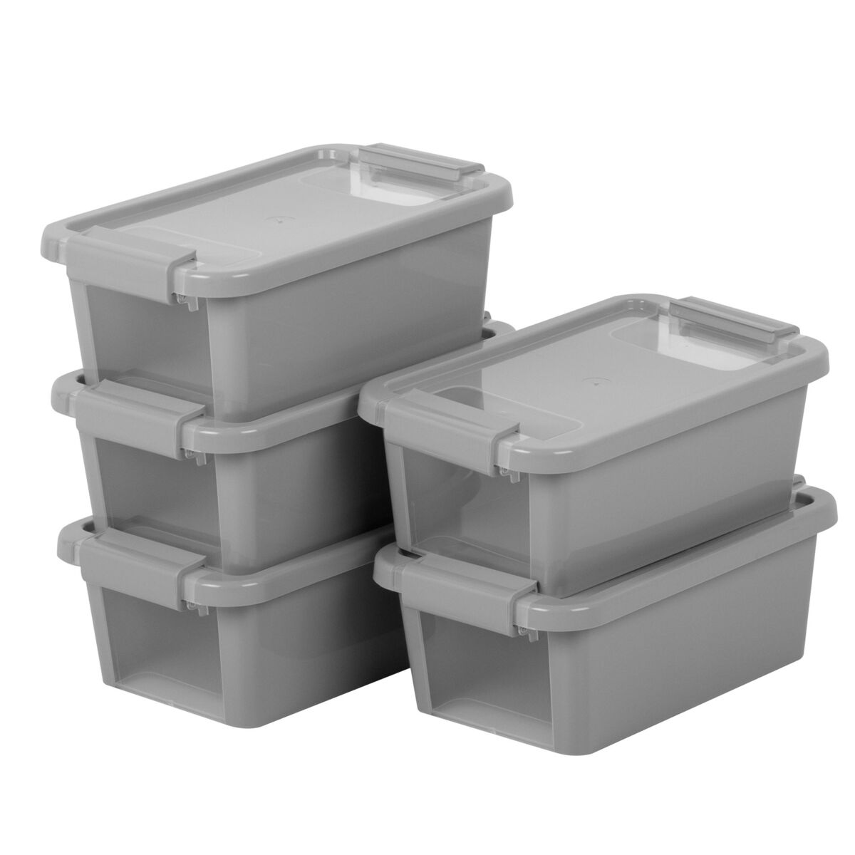 Curver pack 5 caixas de arrumação com tampa bi-box 3l cinzento