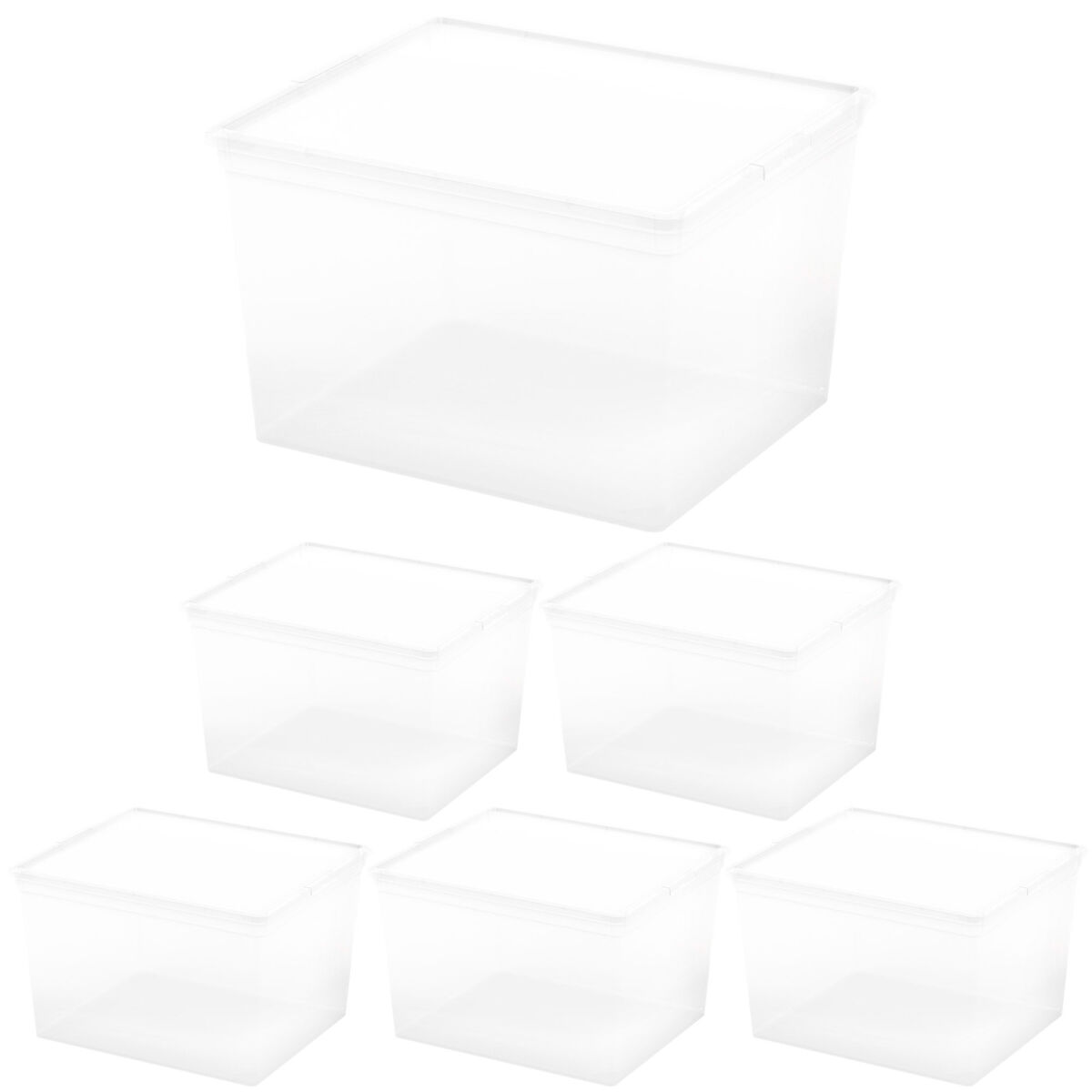 Curver Pack de 6 caixas de arrumação com tampa C-Box