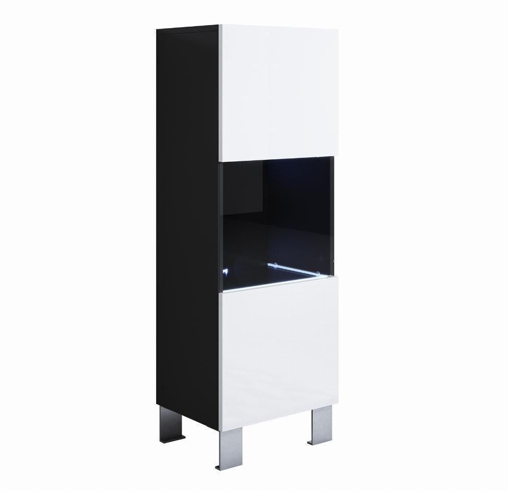 Vitrine sala de estar e jantar preto/branco 40x29x138 1 porta led luke v3 muebles bonitos
