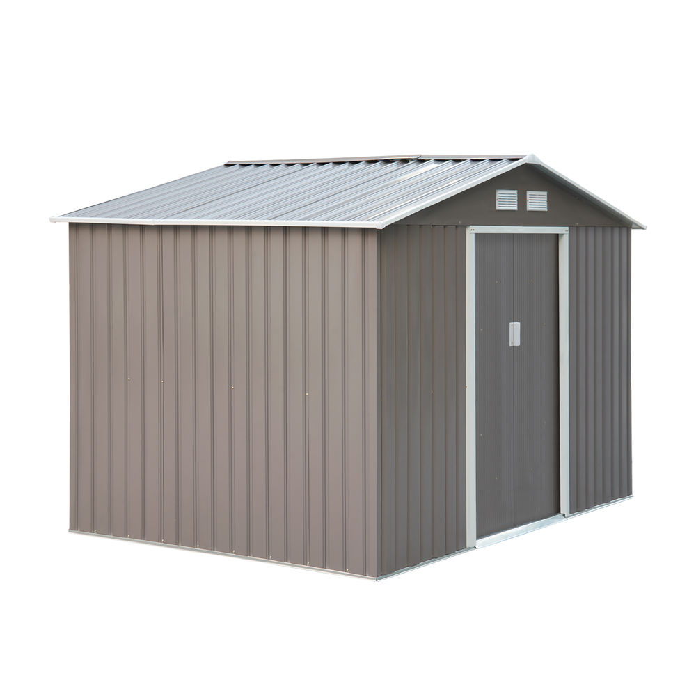 Outsunny abrigo de jardim exterior 4,83m² 277x195x192cm abrigo e jardim metálico para armazenamento de ferramentas com base de reforço incluída e 4