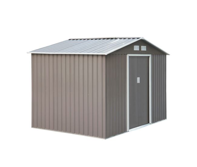 Outsunny abrigo de jardim exterior 4,83m² 277x195x192cm abrigo e jardim metálico para armazenamento de ferramentas com base de reforço incluída e 4