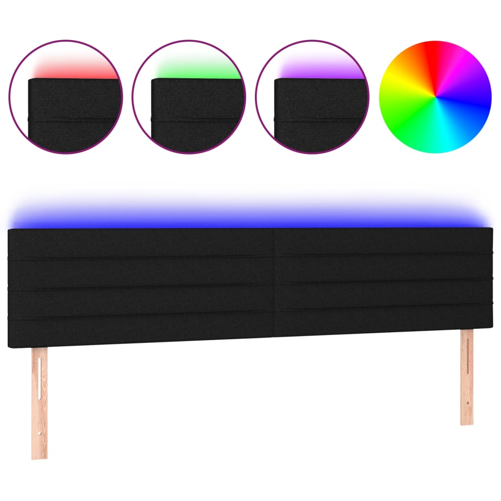 Vidaxl cabeceira de cama c/ luzes led tecido 160x5x78/88 cm preto