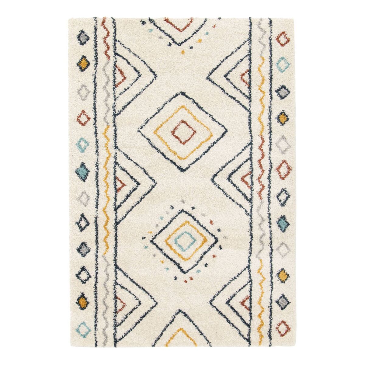Tapete interior padrão berbere creme, bleu e orange, ralph, 170x120x3 cm