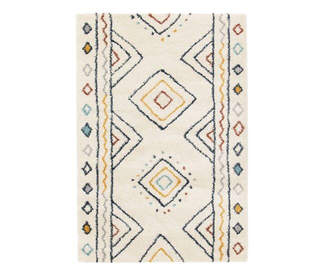 Tapete interior padrão berbere creme, bleu e orange, ralph, 170x120x3 cm