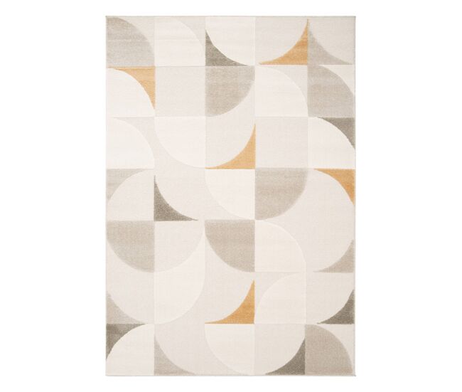 Tapete interior com padrão retro em creme, jon, 170x120x0.9 cm