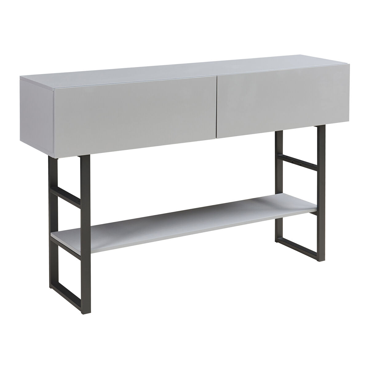 Mesa de consola varberg com 2 gavetas 75x120x30 cm cinzento claro [en.casa]