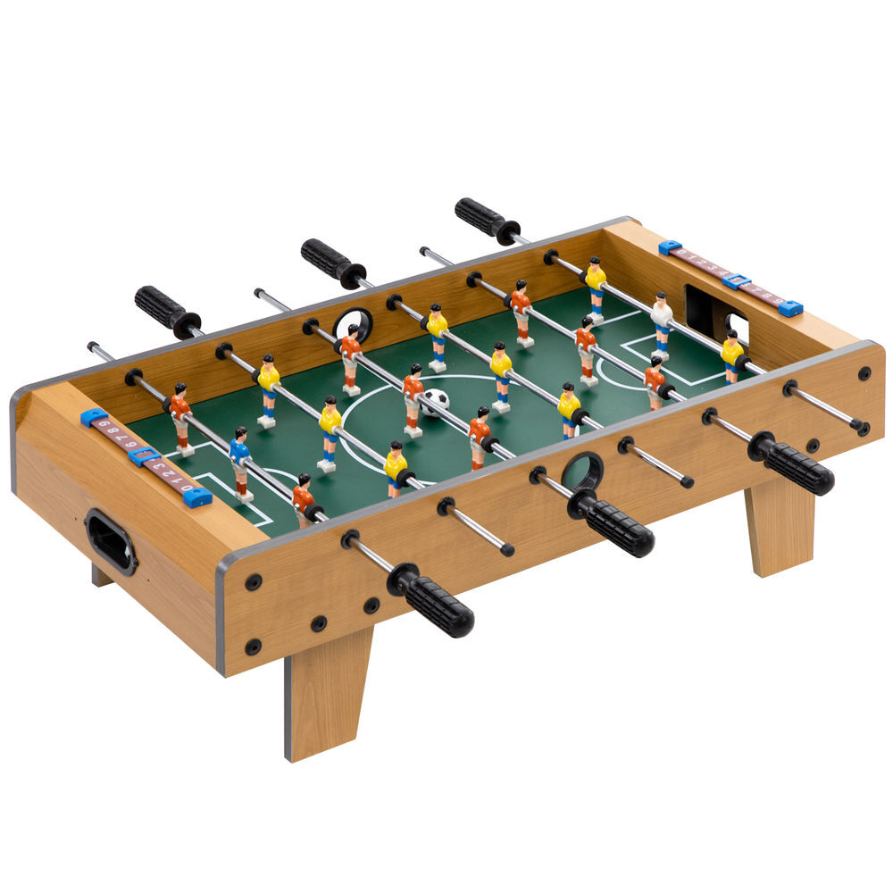 Homcom matraquilhos de mesa, estrutura em madeira resistente, jogo de futebol de mesa com 18 jogadores, 2 bolas, 6 pegas e 2 marcadores de pontos para 2-4 pessoas, 70x37x22 cm, para enfants a partir dos 6 anos e adultos