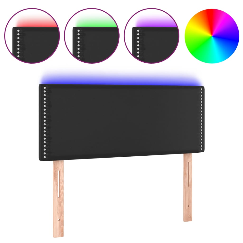 Vidaxl cabeceira de cama c/ led couro artificial 100x5x78/88 cm preto