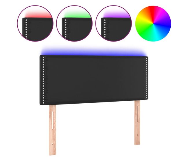 Vidaxl cabeceira de cama c/ led couro artificial 100x5x78/88 cm preto