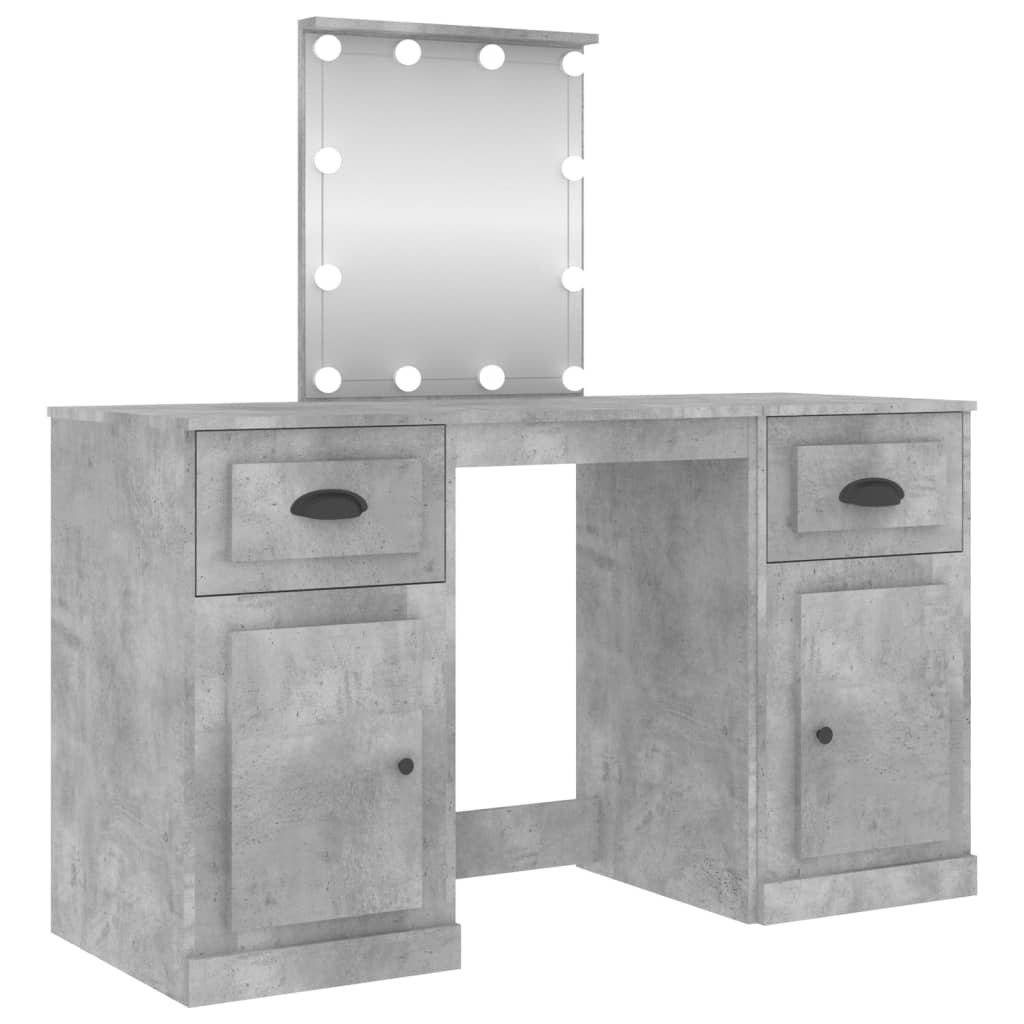Penteadeira - toucador com luzes led 130x50x132,5 cm cinzento cimento