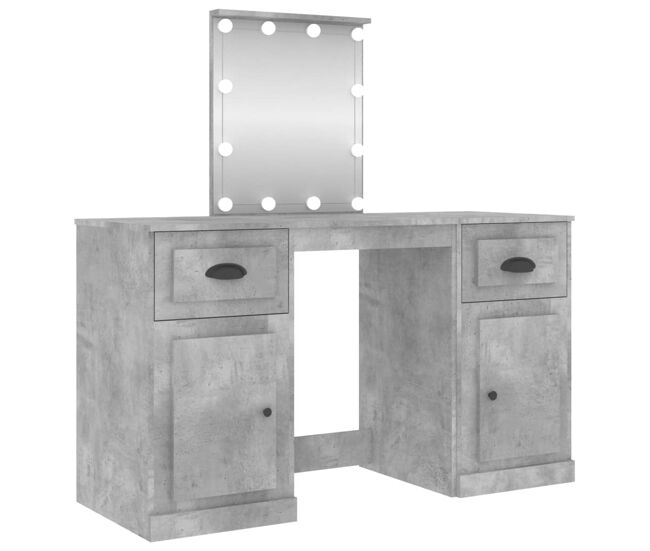 Penteadeira - toucador com luzes led 130x50x132,5 cm cinzento cimento