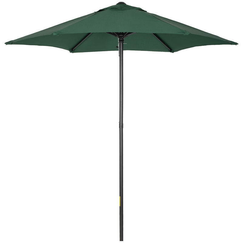 Outsunny chapéu de sol de jardim ø2x2 m chapéu de sol com mastro de alumínio manivela teto com ventilação suporte de fixação e desmontável para terraço pátio exterior verde