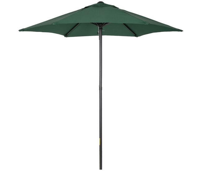 Outsunny chapéu de sol de jardim ø2x2 m chapéu de sol com mastro de alumínio manivela teto com ventilação suporte de fixação e desmontável para