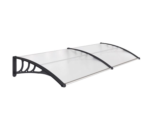 Outsunny marquise para portas e janelas 195x75x23 cm marquise com proteção para sol e chuva com painéis de policarbonato transparente
