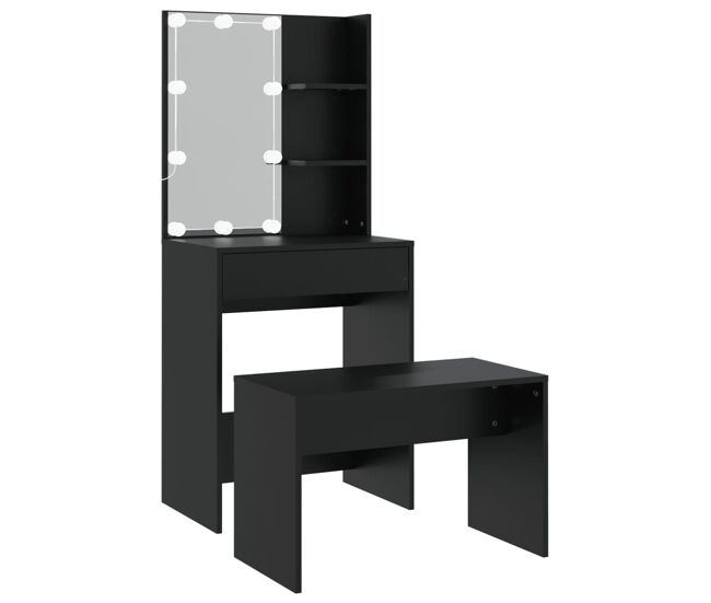 Conjunto de penteadeira - toucador com luzes led derivados de madeira preto