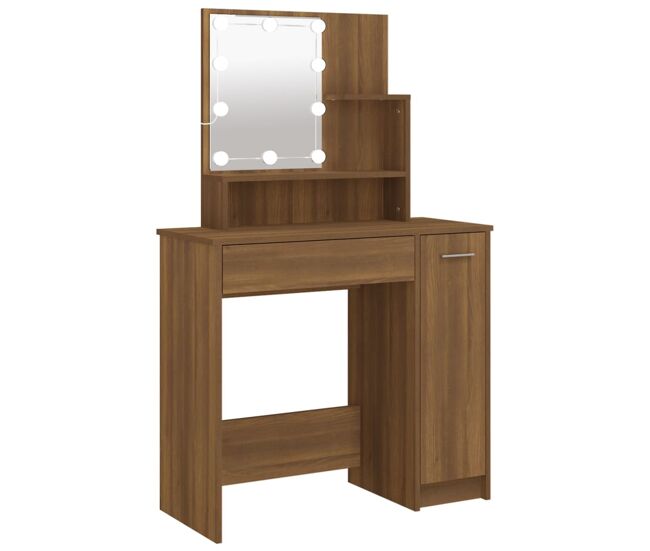 Penteadeira - toucador com leds 86,5x35x136 cm cor carvalho castanho
