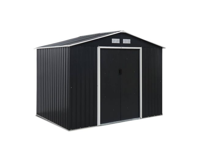 Abrigo de jardim em metal com kit de ancoragem 5,29m², ferrain, antracite, 277x194x203 cm