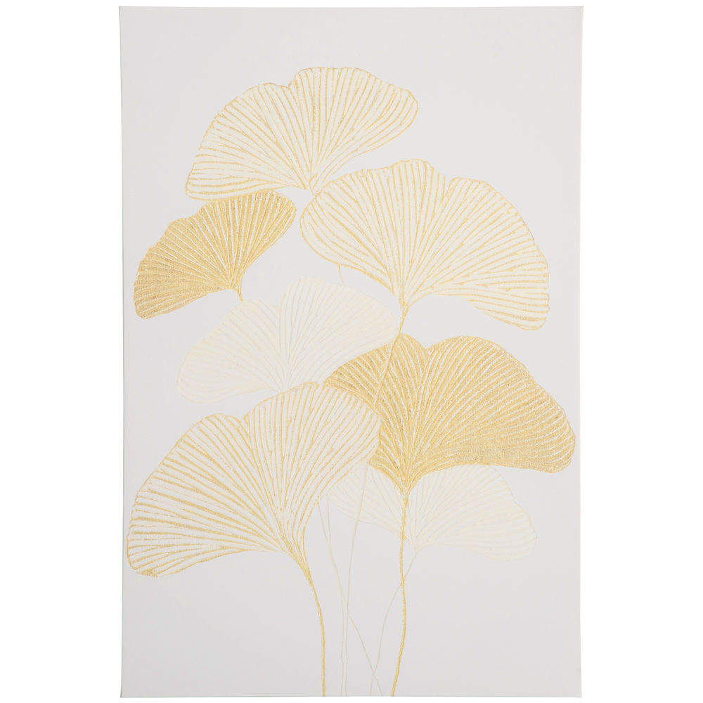 Homcom pintura em tela folhas de ginkgo biloba 90x60cm impressão artística para decoração de parede na sala de estar quarto de escritório