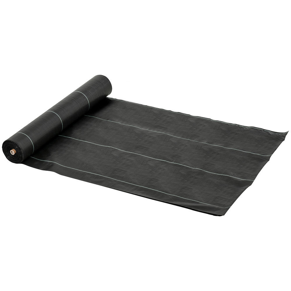 Outsunny malha geotêxtil 2x50 m malha de jardim contra ervas daninhas 100 g / m² rolo de malha preto