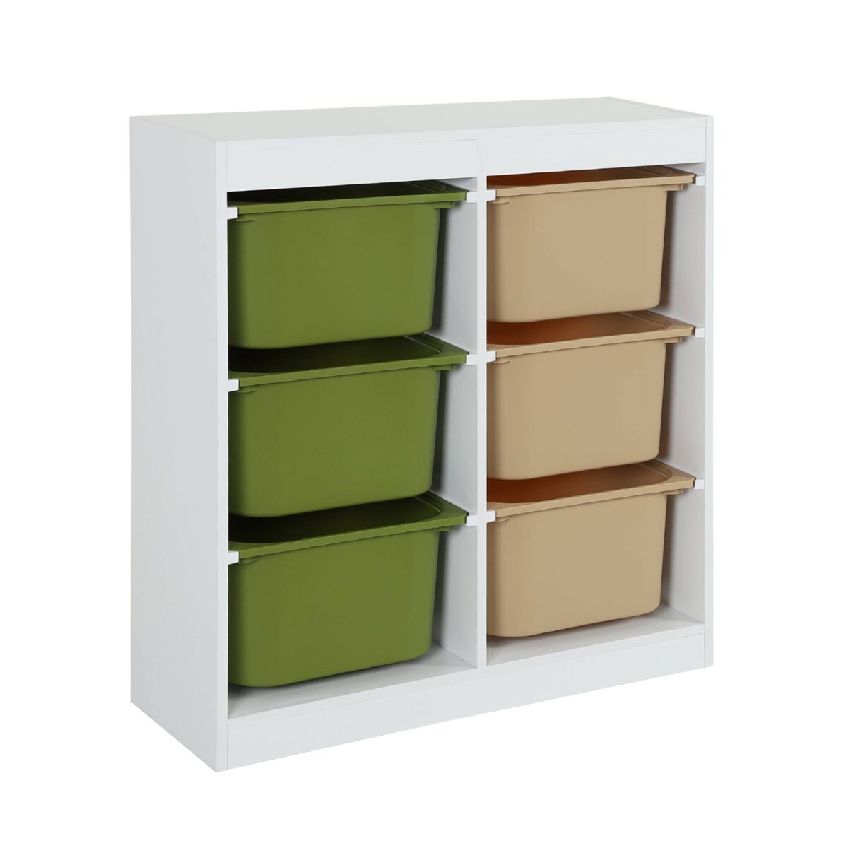 Móvel de arrumação infantil 6 compartimentos de arrumação, sora, verde oliva, 81.5x30x89 cm