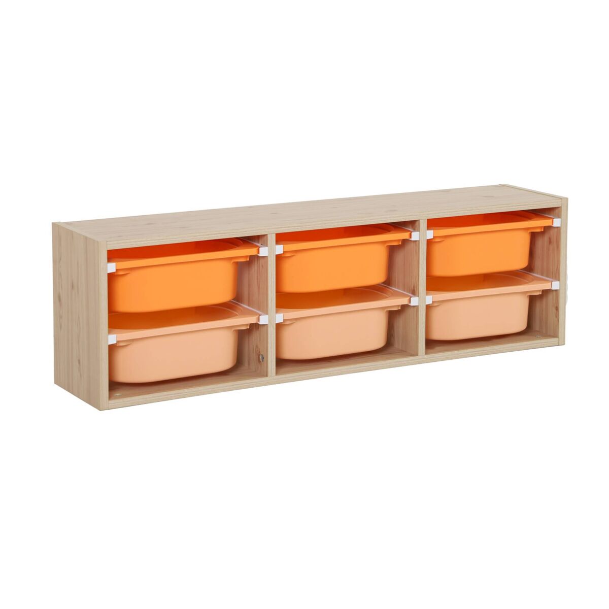 Móvel de arrumação para criança 6 recipientes de arrumação, sora, laranja, 97.5x21x29.4 cm