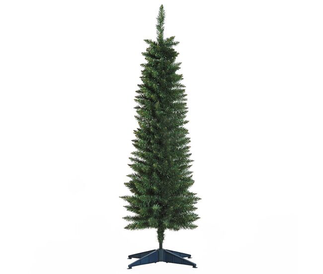 Homcom árvore de natal artificial 150cm ignífugo com 294 pontas de ramo pvc e suporte de plástico decoração de natal para interiores fácil de montar
