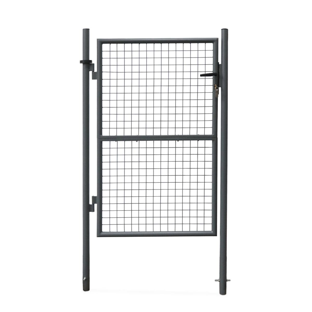 Portão de jardim metal com fechadura e maçaneta, portillon 150 x 87cm, antracite, 87x87x150 cm