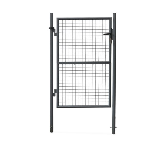 Portão de jardim metal com fechadura e maçaneta, portillon 150 x 87cm, antracite, 87x87x150 cm
