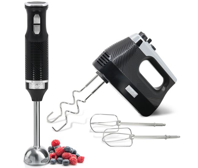 Briebe skt1187blk elegance set varinha 2 velocidades + batidor misturador de 5 velocidades + turbo, especial pastelaria, 600, preto