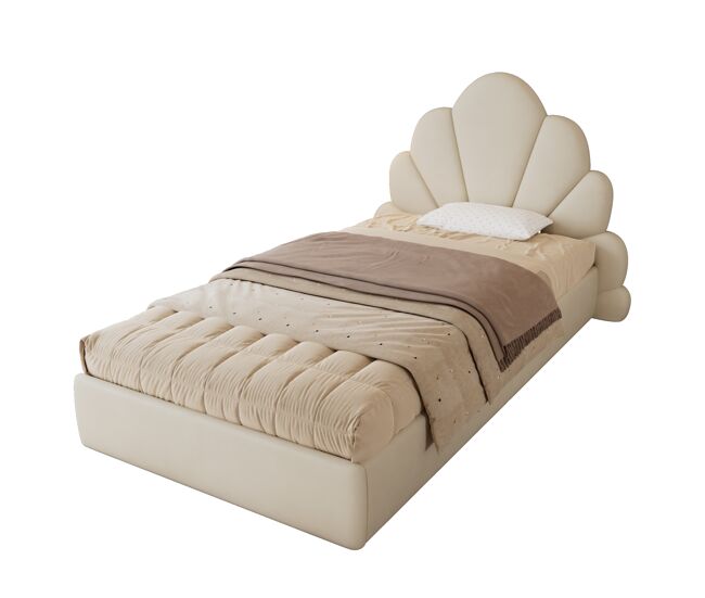 Cama de criança,cama de solteiro de veludo 90x200cm,bege