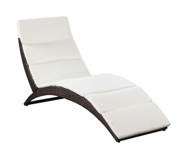 Espreguiçadeira espreguiçadeira para banhos de sol cama de jardim terraço mobiliário de exterior dobrável com almofada de resina tecida marrom