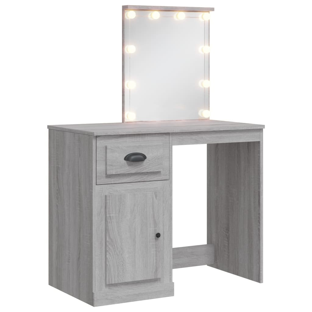 Penteadeira - toucador com luzes led 90x42x132,5 cm cinzento sonoma